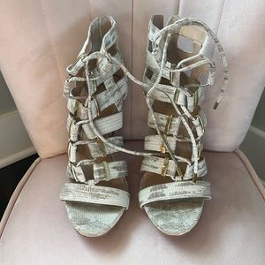 Vince Camuto Peep Toe High Heel Stiletto Ankle Lace Up